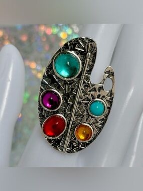 Artist's Paint Palette Statement Ring 🎨